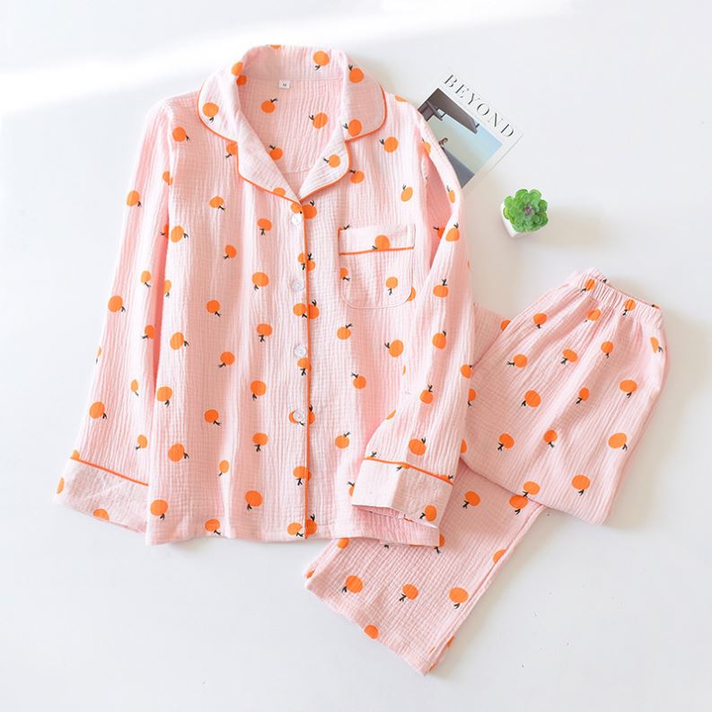 Ensemble  pyjamas en coton tricoté en crêpe pour femmes