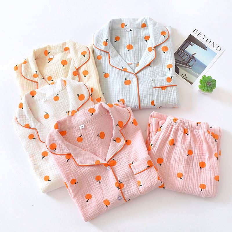 Ensemble  pyjamas en coton tricoté en crêpe pour femmes