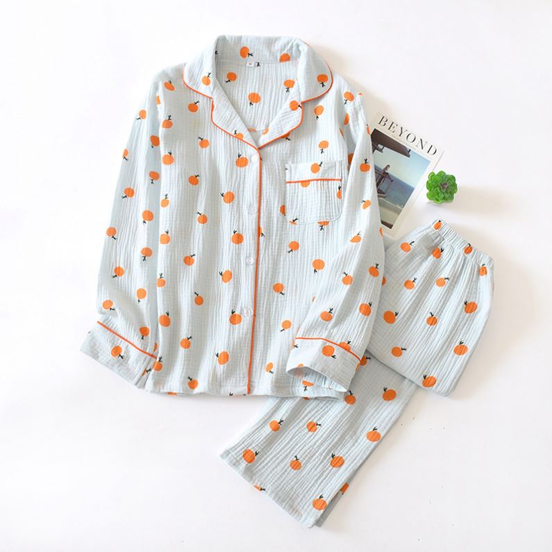 Ensemble  pyjamas en coton tricoté en crêpe pour femmes