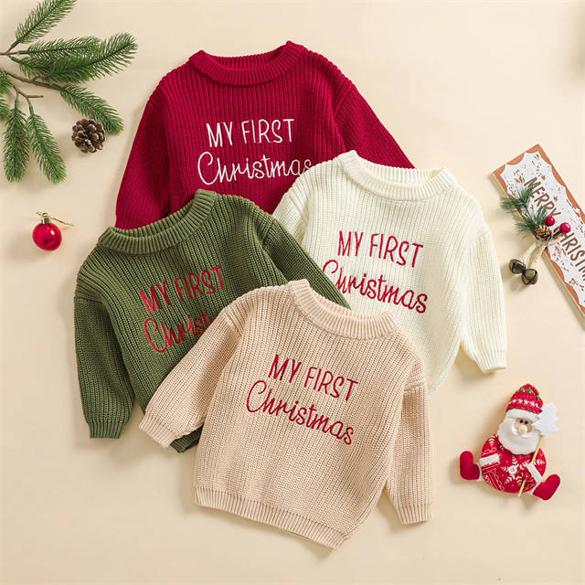 Pull de noël en tricot pour bébés filles,