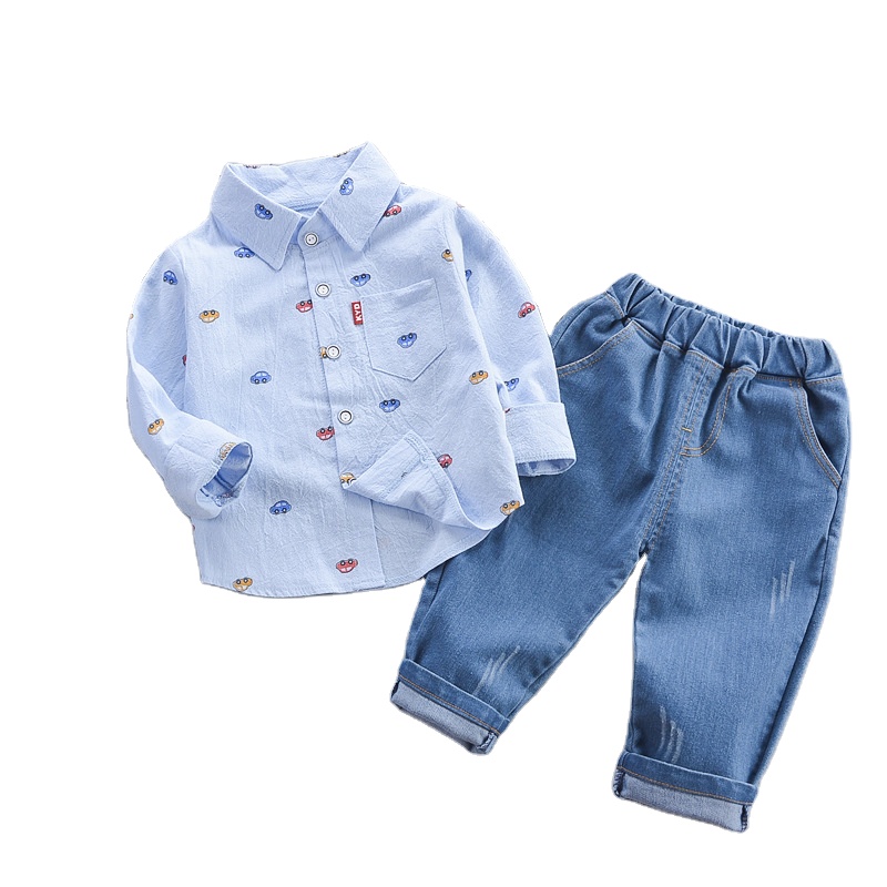Chemise à manches longues et jeans, tenue décontractée pour enfants de 1 à 4 ans,