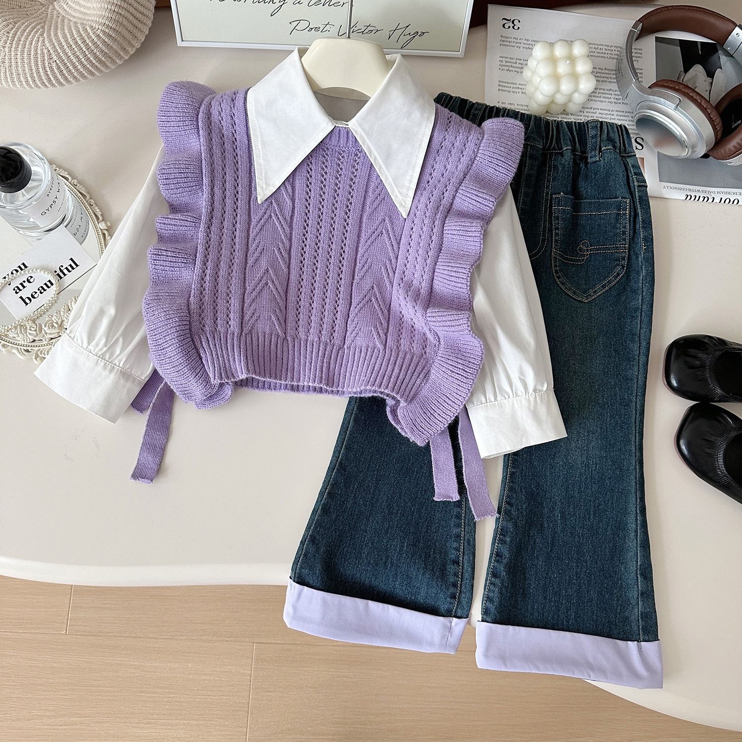 Ensemble trois pièces pour filles style coréen
